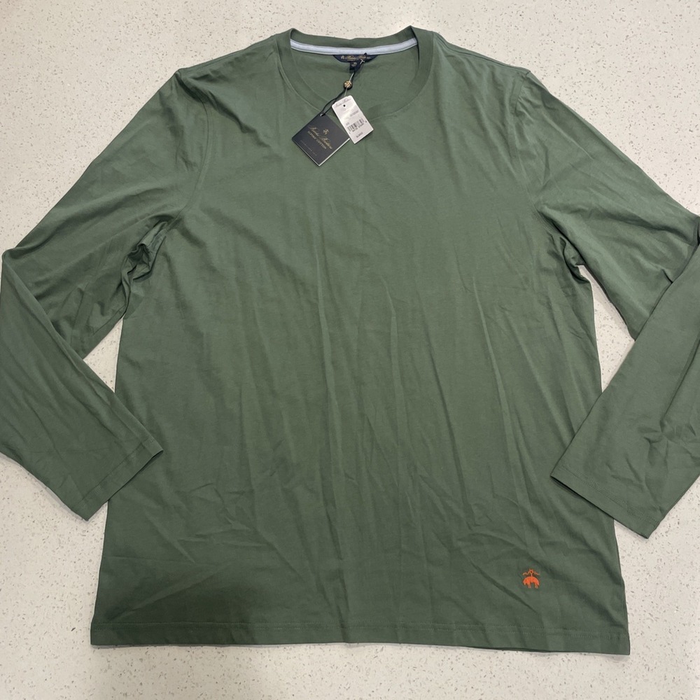 NWT MEN'S BROOKS BROTHERS 100% SUPIMA COTTON Green Sweater US XL